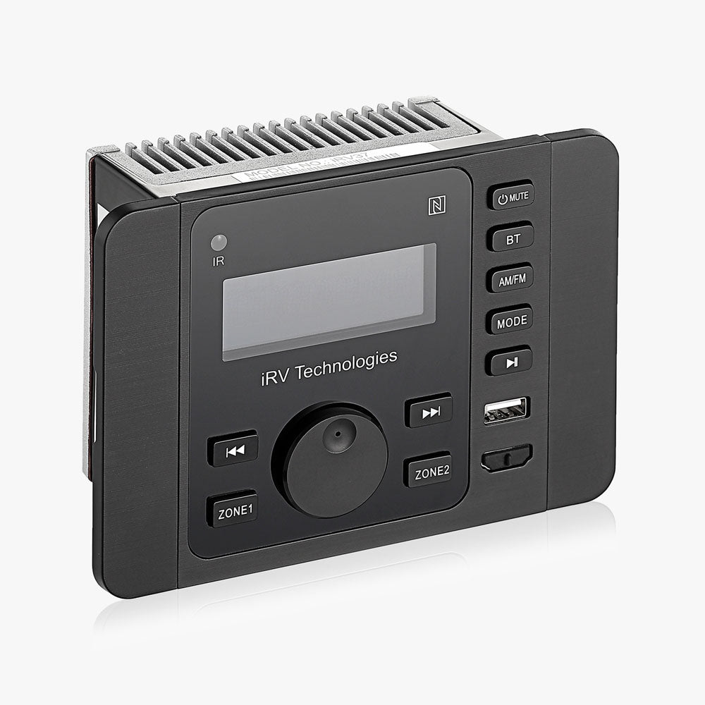 iRV36 Car Stereo with Bluetooth, Wireless RV Radio, 2 Zones Wall Mount Car Audio Receiver