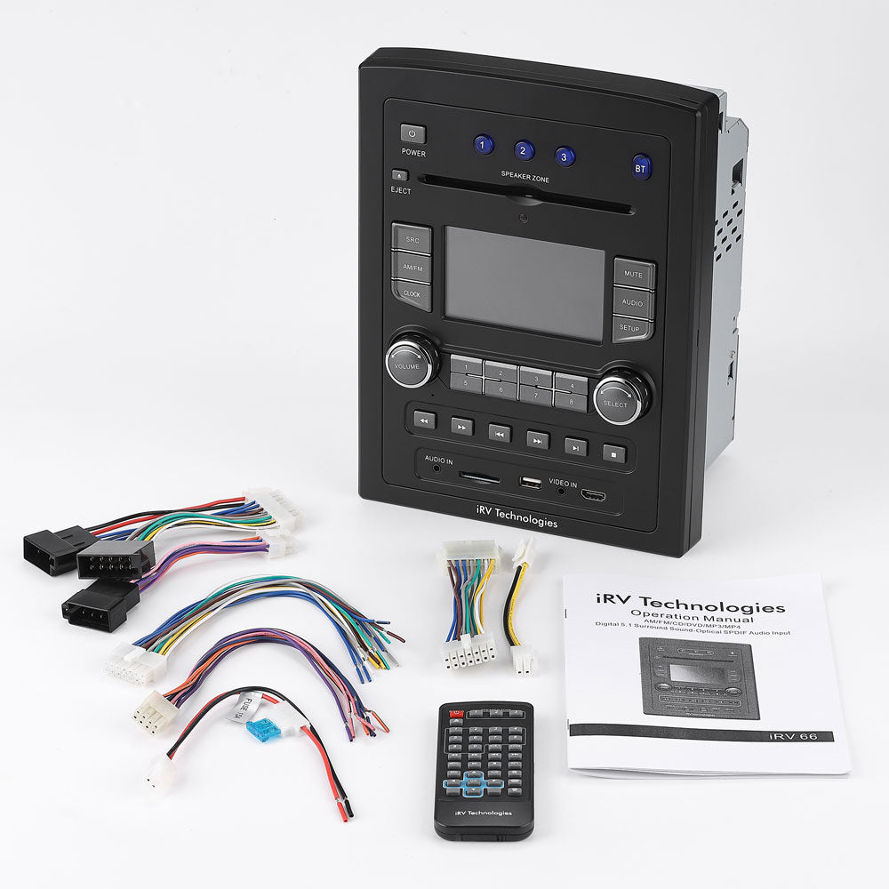 iRV66 Surround Sound, 3 Zones Wall Mount RV Radio Stereo with Wire Adaptor Concertone