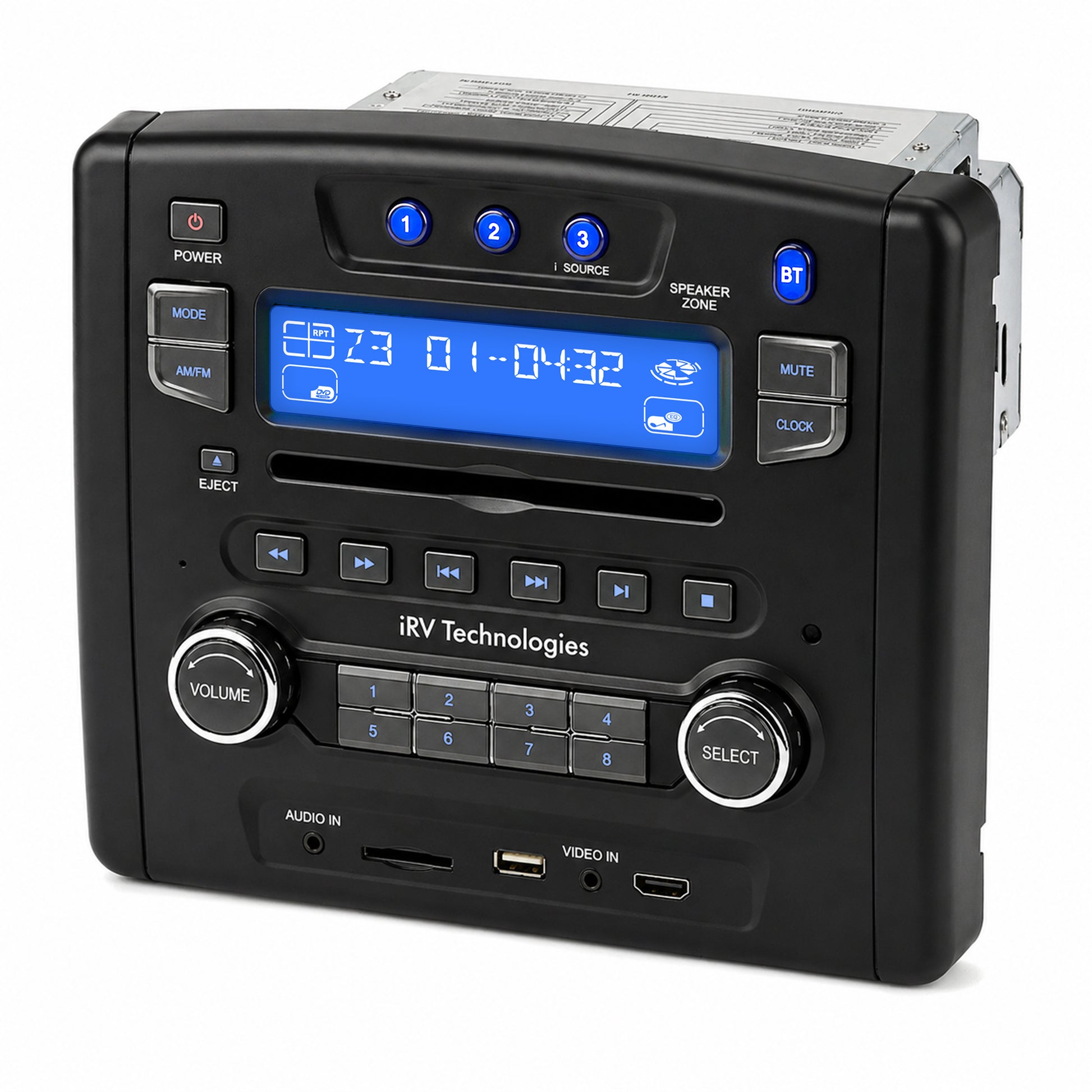 iRV34 RV Audio System, 3-Zone Wall Mount Radio DVD CD Player & 5.1 Surround Sound with Independent Zone 3