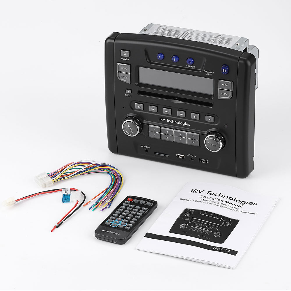iRV34, 3 Zones Wall Mount RV Radio Stereo