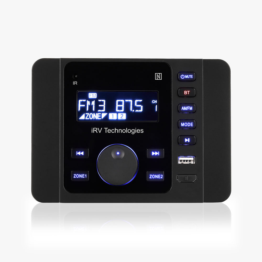 iRV36 Car Stereo with Bluetooth, Wireless RV Radio, 2 Zones Wall Mount Car Audio Receiver