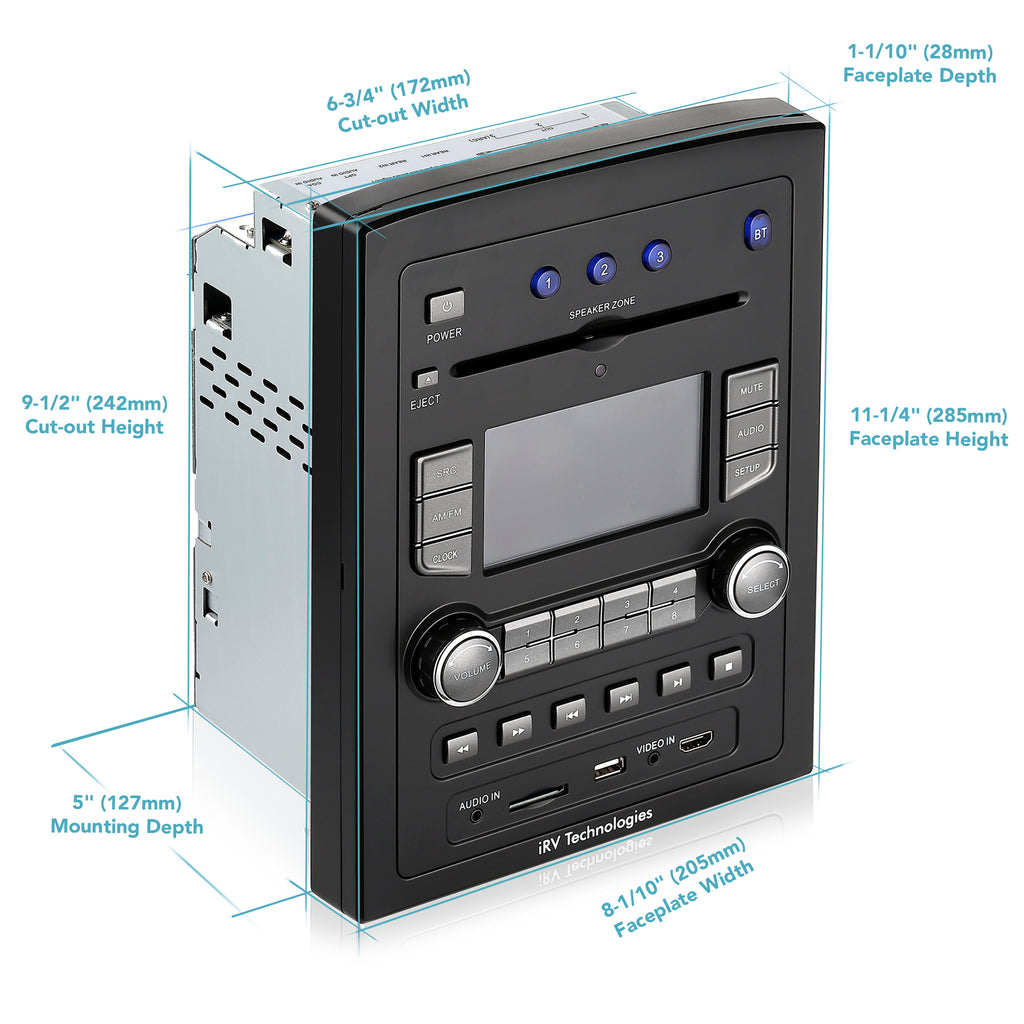 iRV66 RV Radio Stereo, 3-Zone, HDMI ARC, Bluetooth, DVD/CD Player & 5.1 Surround Sound