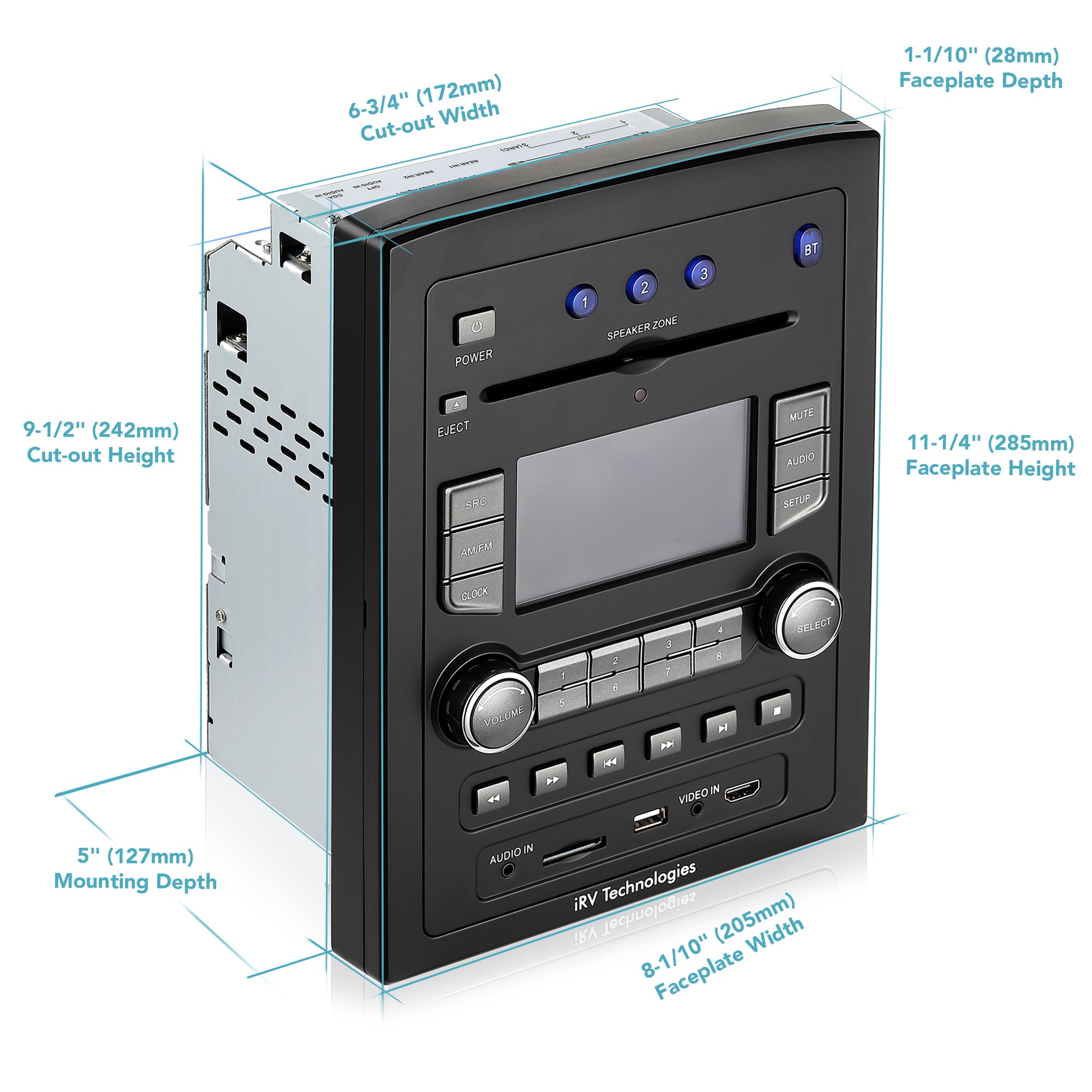 iRV66 RV Radio Stereo, 3-Zone, HDMI ARC, Bluetooth, DVD/CD Player & 5.1 Surround Sound