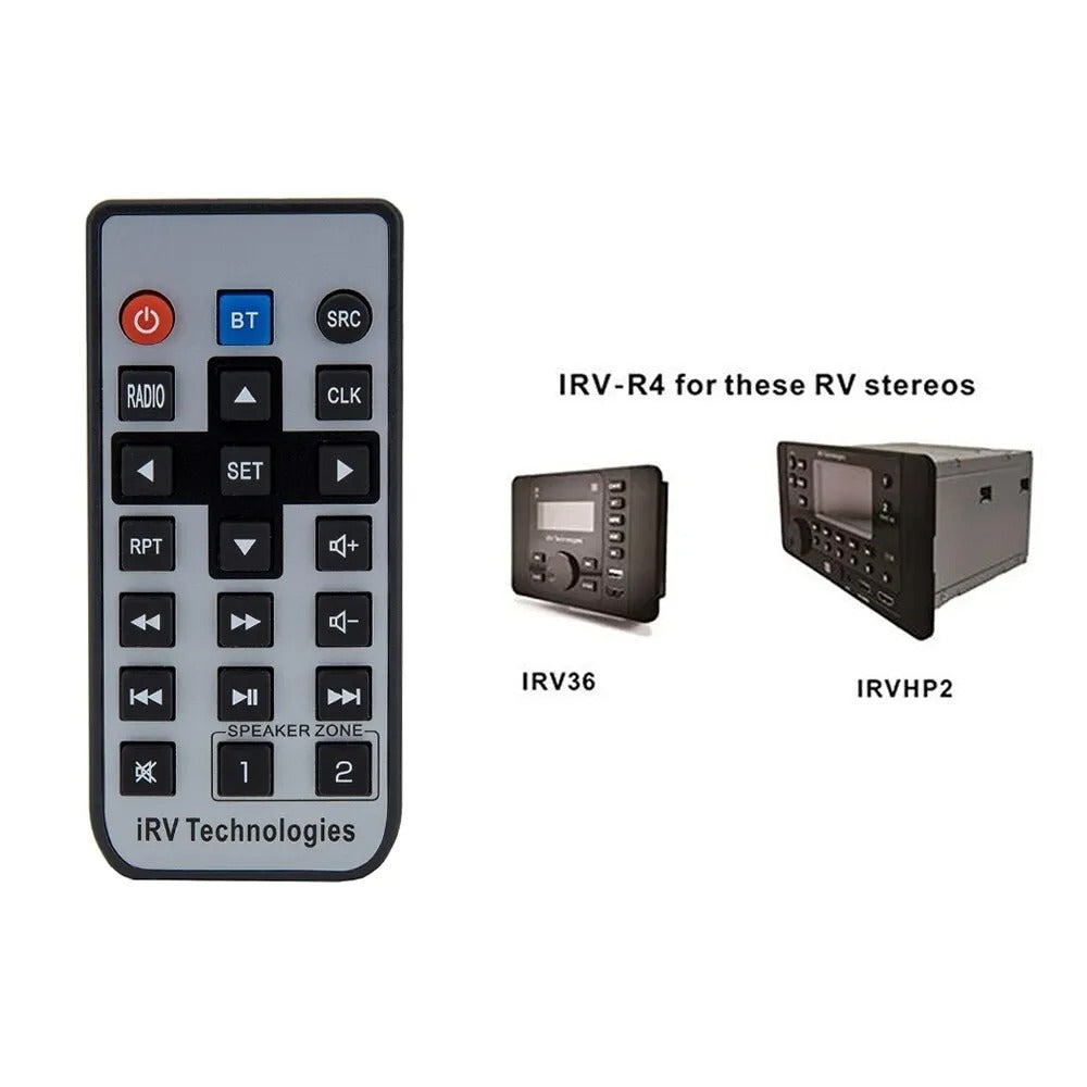 iRV-R4 Remote Control for IRV Stereo Receiver IRV36/IRVHP2 2 Zones Wall Mount Car Audio