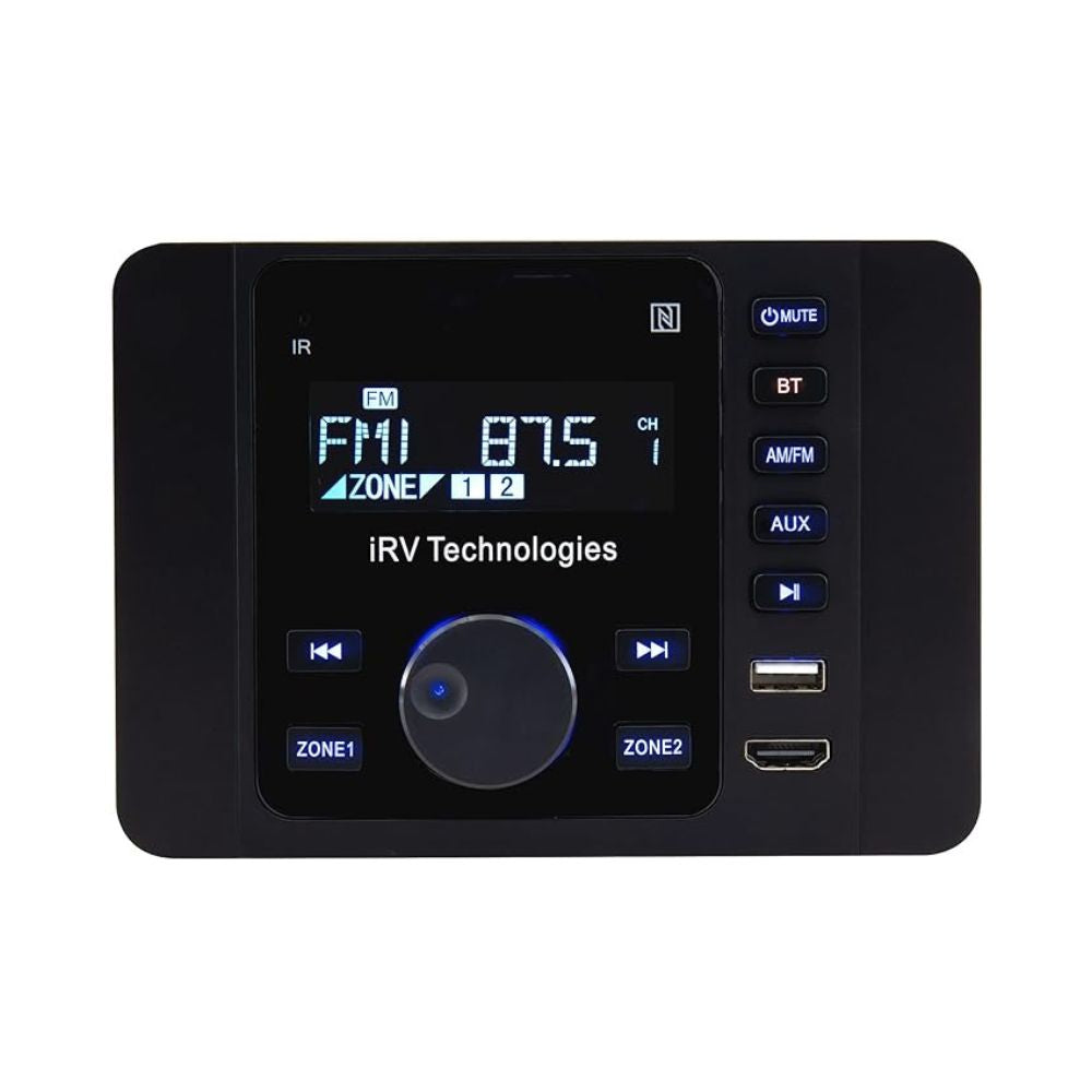 iRV36 Car Stereo with Bluetooth, Wireless RV Radio, 2 Zones Wall Mount Car Audio Receiver