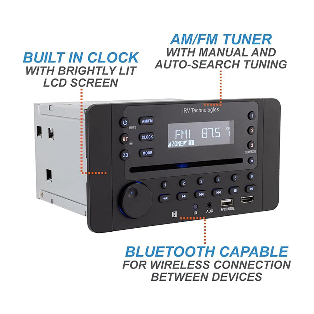 iRV63 Car Stereo with Bluetooth, Independent Zone 3 Wireless Car Audio Receiver