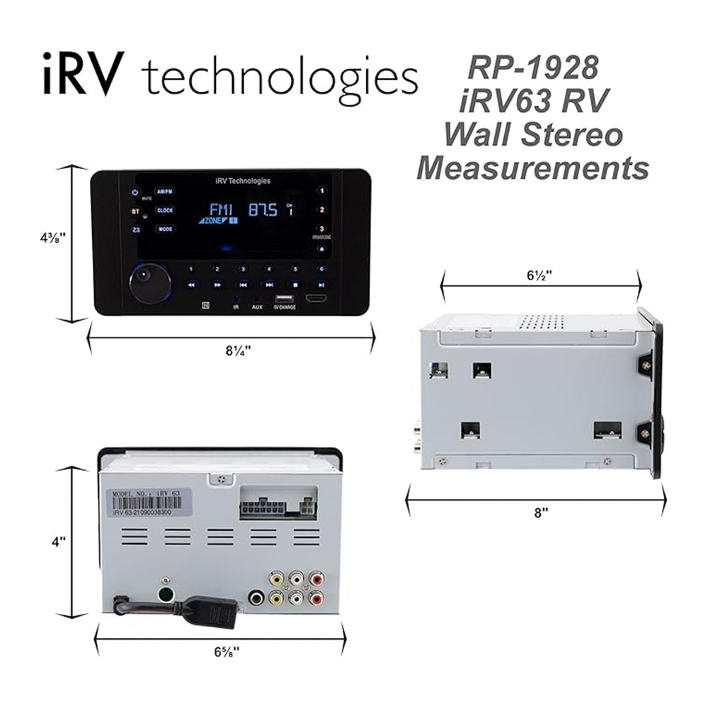 iRV63 Car Stereo with Bluetooth, Independent Zone 3 Wireless Car Audio Receiver